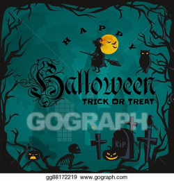 EPS Vector - Halloween background. horror forest with woods, spooky ...