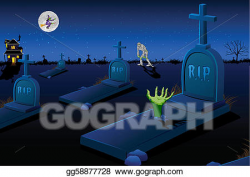 Vector Art - Scary graveyard. Clipart Drawing gg58877728 - GoGraph