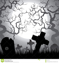 Graveyard clipart spooky cemetery - Pencil and in color graveyard ...
