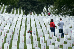 Stock Photo of People Visiting a Military Gravesite at Arlington ...