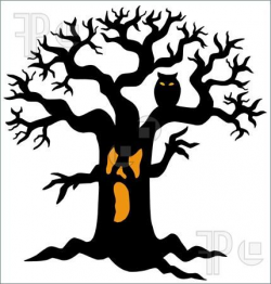 spooky tree clip art | Spooky tree silhouette - vector illustration ...