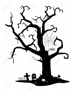 Spooky Black Silhouette Of Tree Near Cemetery Royalty Free ... | all ...