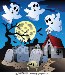 EPS Vector - Halloween scenery with cemetery 2. Stock Clipart ...