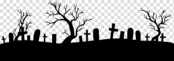 Silhouette of tombstones and trees, Graveyard Footer ...