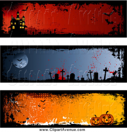 Avenue Clipart of Halloween Haunted House, Graveyard and Pumpkin ...
