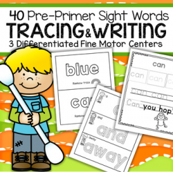 Dolch Pre-Primer Sight Words Tracing Writing 3 Fine Motor Centers ...