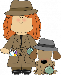 Girl Detective with Dog Clip Art - Girl Detective with Dog Image