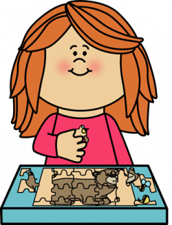 Girl Putting Puzzle Together Clip Art - Girl Putting Puzzle Together ...