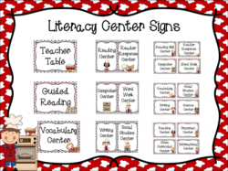 Cooking Themed Literacy Center Signs