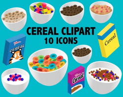CEREAL CLIPART - breakfast and brunch cold cereal icons