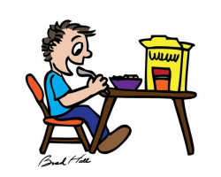 Copyright-free cartoon drawing of kid eating cereal | Free cartoons ...