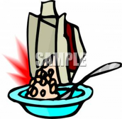Cereal Pouring Into A Bowl - Royalty Free Clipart Picture