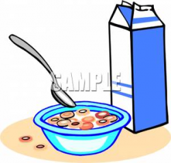 Bowl of Cereal With A Spoon - Royalty Free Clipart Picture