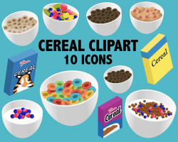 CEREAL CLIPART - breakfast and brunch cold cereal icons ...