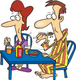 Cartoon Couple Eating Cereal For Breakfast - Royalty Free Clipart ...