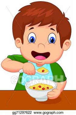 Vector Art - Boy cartoon is having cereal for br. Clipart Drawing ...