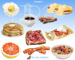 Breakfast Digital Clipart, Realistic Clip Art, Commercial, Printable ...
