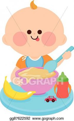 EPS Illustration - Baby eating cereal. Vector Clipart gg87622592 ...