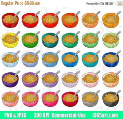 Colorful Cereal Bowls #breakfast #food #clipart #digital #download ...