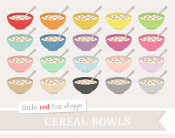 Cereal Bowl Clipart, Breakfast Clip Art Food Bowl of Cereal Milk ...