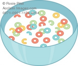 Clip Art Illustration of a Bowl of Fruity 