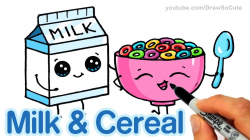 How to Draw Milk and Cereal step by step Cute and Easy - Cartoon ...