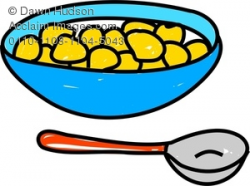 Clipart Image of A Whimsical Drawing of a Bowl of Cereal