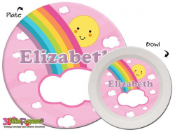 Personalized Rainbow Plate and Bowl Set - Personalized Plastic ...