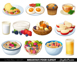 Breakfast Clipart Food clipart Dessert clipart Food clip art Pancakes  clipart omlette clip art Cereal clipart Eggs clipart