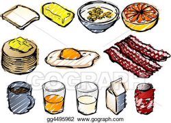 Drawing - Breakfast sketch. Clipart Drawing gg4495962 - GoGraph