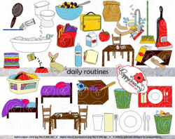 Daily Routines Clipart: (300 dpi transparent png) School Teacher Clip Art  Morning School Evening Chores