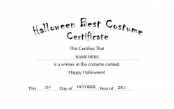 Halloween Best Costume Certificate Free Templates Clip Art & Wording ...