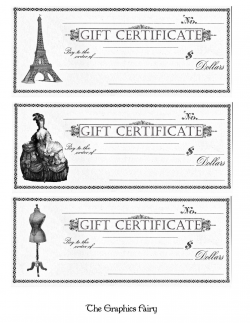 Free Printable - Gift Certificates - The Graphics Fairy