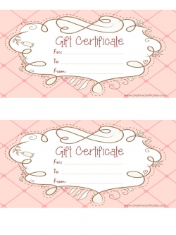 free printable pink gift certificate with a brown drawing … | Pinteres…