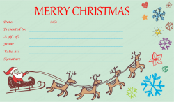 printable christmas gift certificates templates free reindeer ...