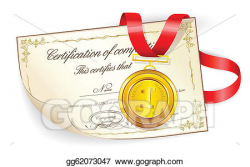 Vector Illustration - Medal on certificate. Stock Clip Art ...