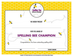 Spelling Bee Certificate