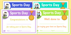 Sports Day Certificate Template - sports day, effort
