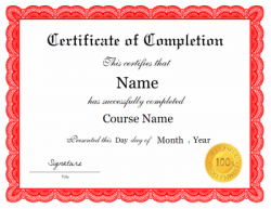 Certificate of completion template in PDF and DOC formats. The ...