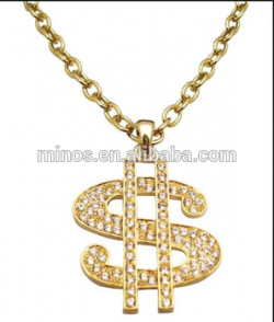 14k Gold Plate Big Money Sign Jewelry Chain Necklace Clip Art Gold ...
