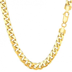 14k Yellow Gold Miami Cuban Link Chain Necklace - Width 5.8mm, 22 ...