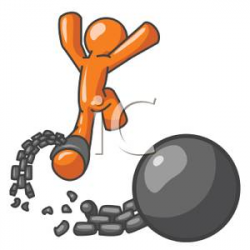 A Colorful Cartoon of a Man Breaking Free From a Ball and Chain ...