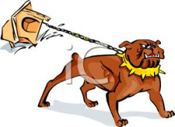 Chained Up Bulldog - Royalty Free Clipart Picture