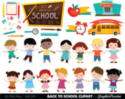 Kids clipart Children clipart School clipart Vector Kids Back