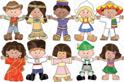 Children of the World Dress Up Digital Clip Art Set Personal