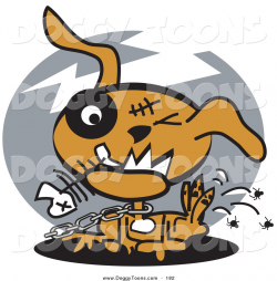 Doggy Clipart of an Unhappy Neglected Dog on a Chain, Eating ...