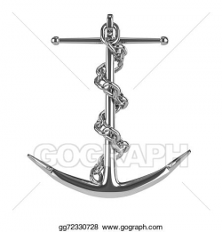 Drawing - 3d chrome anchor and chain. Clipart Drawing gg72330728 ...