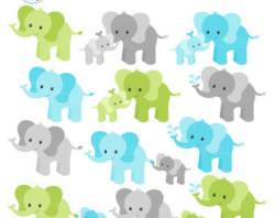 Sweet Elephants Clipart Set cute elephants umbrella