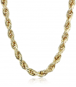 Men's 14k Yellow Gold 8mm Hollow Diamond-Cut Rope Chain Necklace, 28 ...