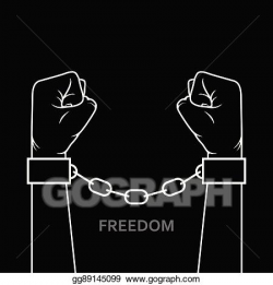 Vector Art - Clenched fist in shackles - handcuffs with chain ...